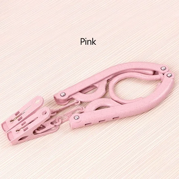 Pink Вешалка для одежды из пшеничной соломы Многофункциональный складной простая одежда стеллаж для выставки товаров Портативный одежда для путешествий стойки зажим вешалки для одежды - Цвет: Pink