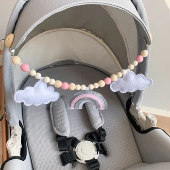 

Baby Play Gym Pacifier Clip Chain Silicone Beads Personalize Dummy Clip Stroller Toys Pram Bell 2