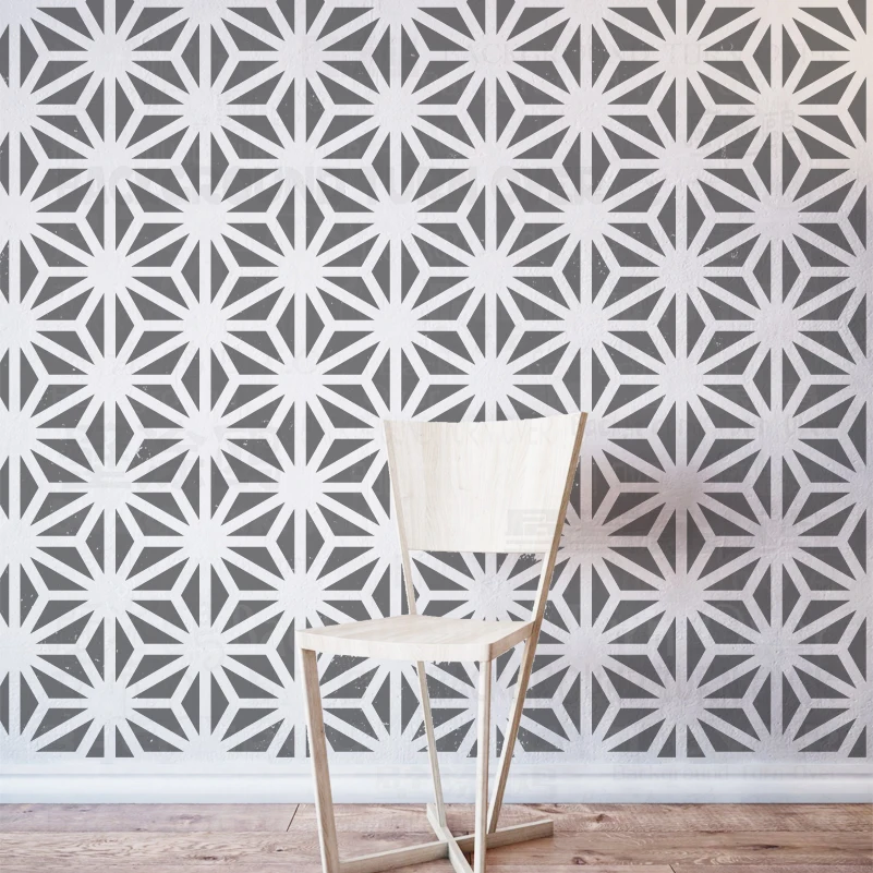 Estêncil para Decoração de Parede Pintura Porta Modelo Geométrico Árabe Tradicional Islâmico Arabesque S122 40cm 80cm
