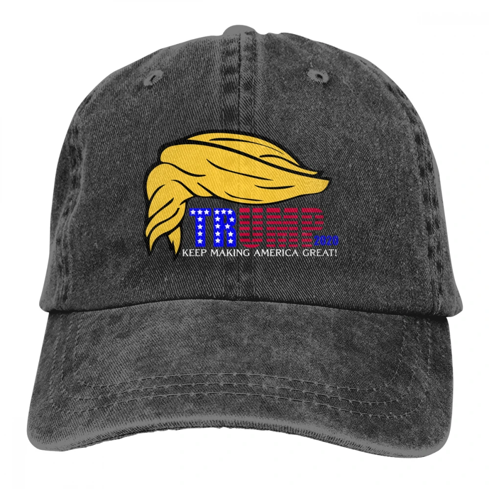 Trump MAGA Casquette натуральный унисекс Мужские Женские джинсовые бейсболка с ремешком кепки Регулируемый Гольф папа шляпа