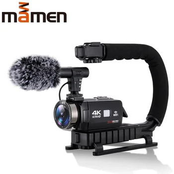 

MAMEN U-Grip Pro Triple Shoe Mount Video Stabilizer Handle Video Grip Camera/Phone Microphone Recording Mic Lavalier Microphone
