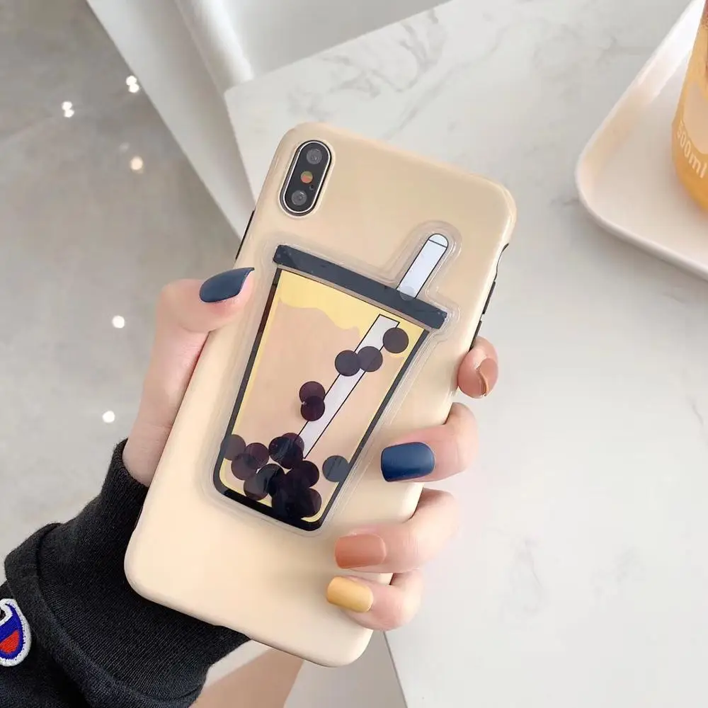 

Stress Reliever Pearl Milk Tea Mobile Phone Case For Iphone XMAX XS XR Case TPU Material Case Cover Capa Fundas