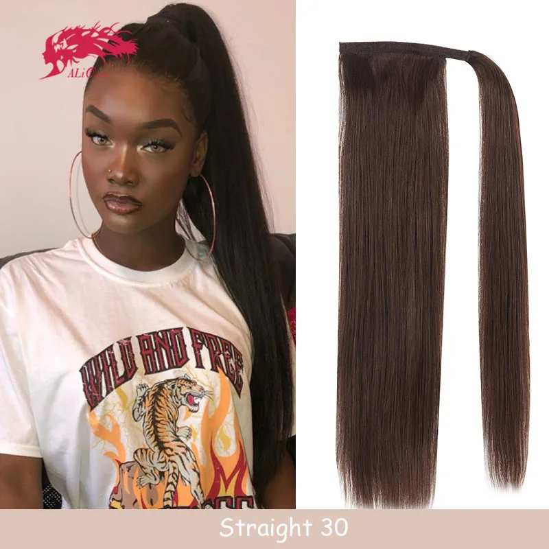Drawstring Ponytail With Clip In Human Natural Hair Extension Women