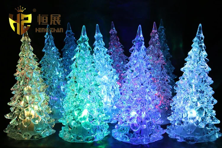 Colorful Crystal Acrylic Night Lamp for Christmas Tree Transparent Christmas Tree Christmas Gift Decoration Glowing Toy