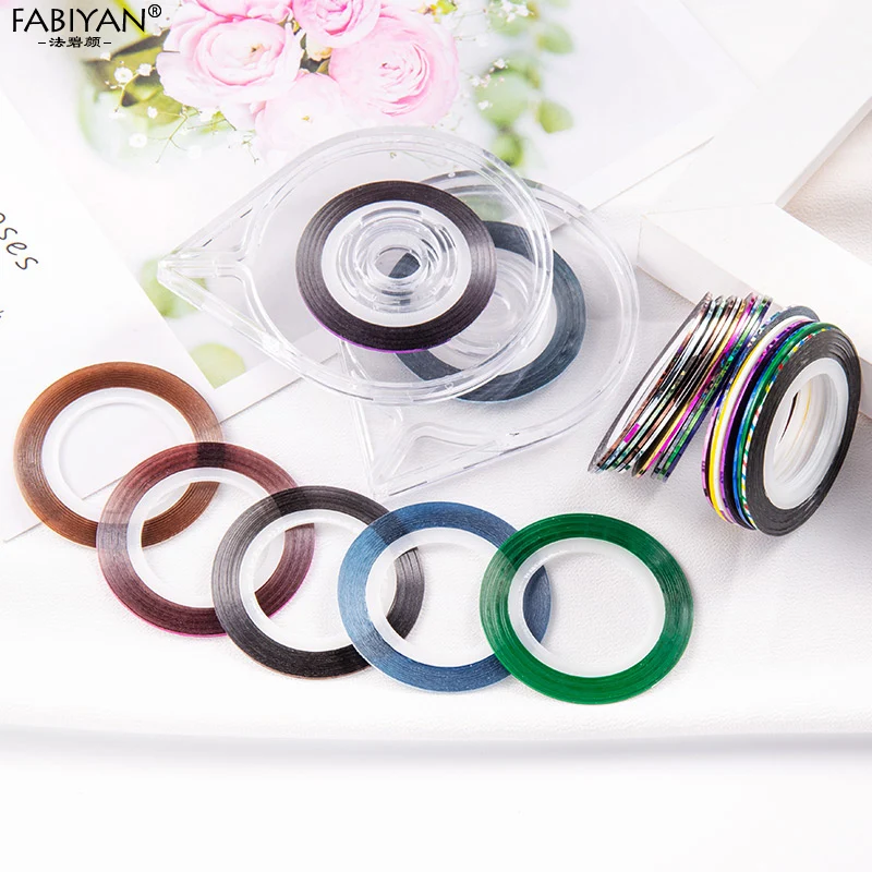 Set 15 Brush + 5 Dotting Pen + 5 Rolls Tape Striping Line Tips + 1 Case Holder Nail Art Gel UV Polish Drawing Manicure Tools 6