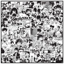 

10/30/50/100PCS Anime Mixed Black White Demon Slayer Stickers Travel Luggage Guitar Fridge Cartoon Sticker