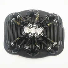 Женский двойной, отделанный бисером, волшебный гребень для волос, зажим, эластичная Шпилька, стразы, твист