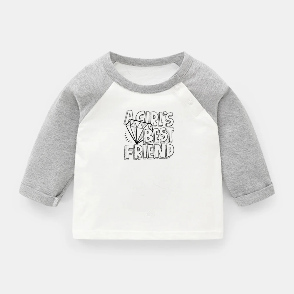 

Diamonds Are A Girl's Best Friend Design Newborn Baby T-shirts Dude's Digest Printing Raglan Color Long Sleeve Tee Tops