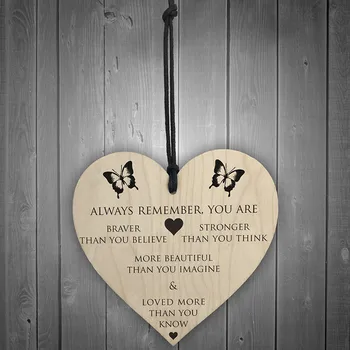

Nordic You Are Braver Stronger Smarter & Beautiful Wooden Hanging Heart Friends Wooden Plaque Dream Catcher Kids Room Decoration