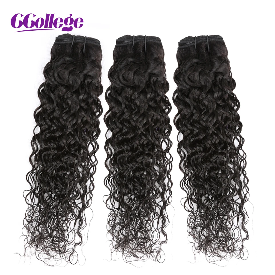 

CCollege Hair Brazilian Water Wave Bundles 100% Human Hair Non Remy Natural Color 3 Pieces/Lot Hair Weft