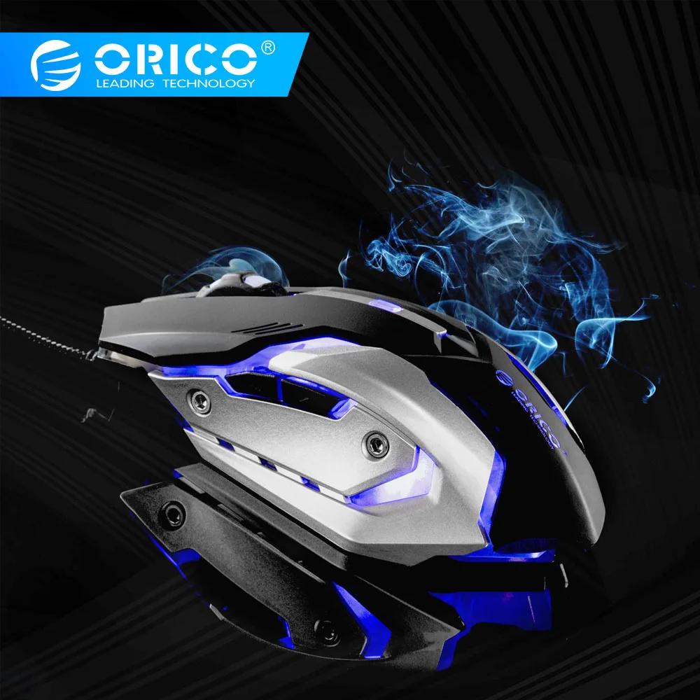 ORICO, Профессиональная USB игровая мышь, регулируемая, 3200 dpi, компьютерная мышь, проводная, оптическая, светодиодный, с подсветкой, бесшумная мышь для ПК, ноутбука