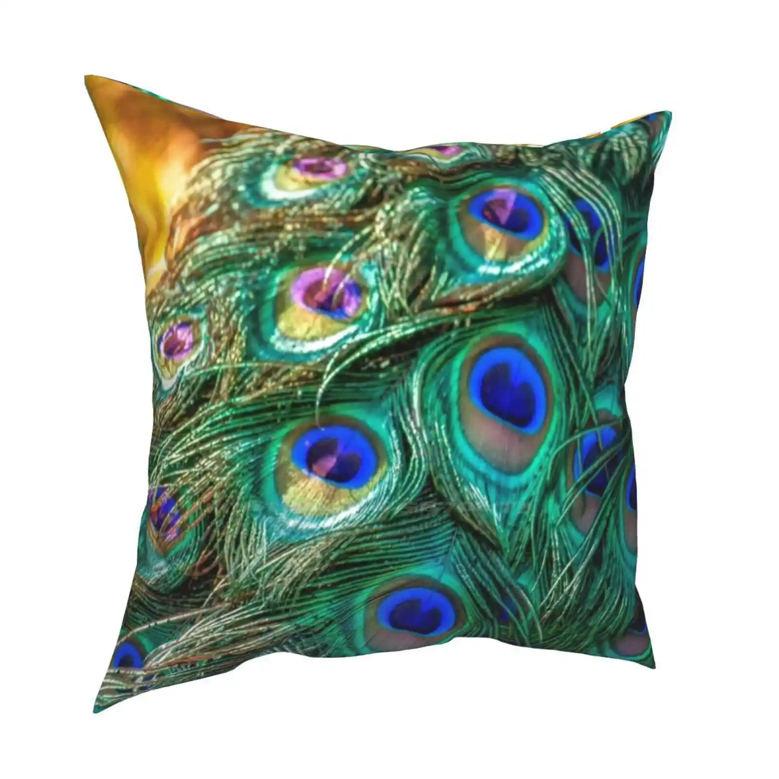 Square Peacock Feather Pillow Cases Cushion Covers Sofa Waist Throw Home Cars 