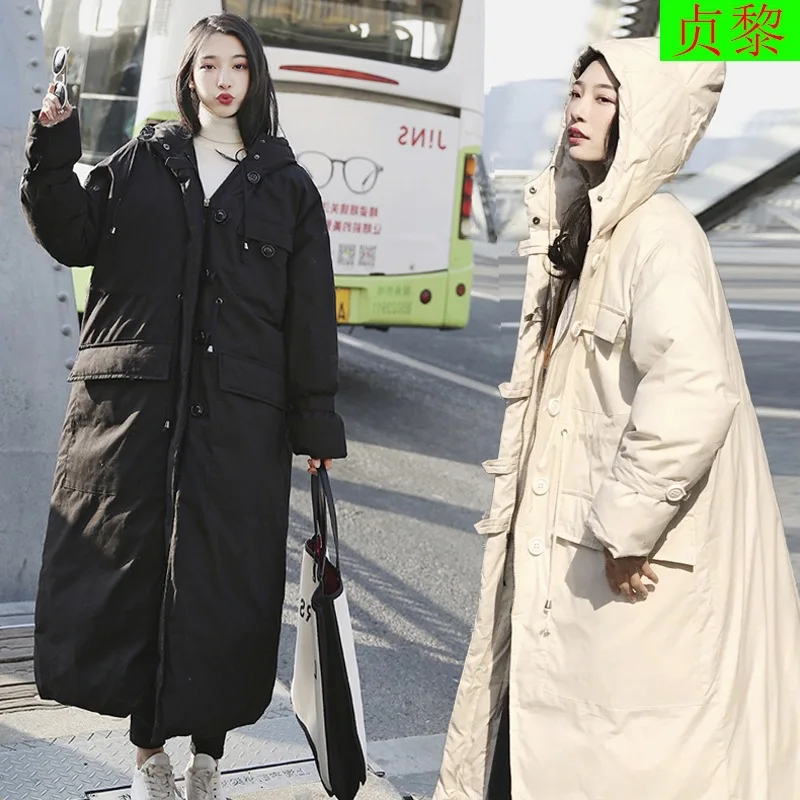 

Korean-style Students Thick Cotton-padded Clothes Overcoat 2018 Winter New Style WOMEN'S Dress Exta-long over-the-Knee BF Cotton