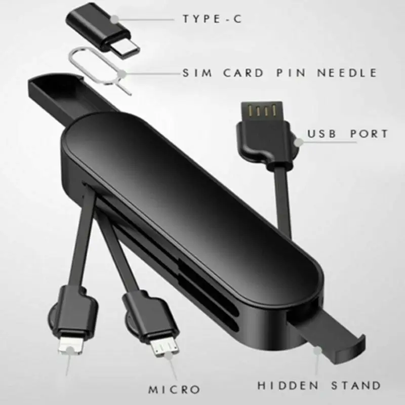 Переносной 3-в-1 Универсальный Зарядное устройство Кабель Micro-USB Lightning Тип-C Вилки мульти-Функция телефон Зарядное устройство для iPhone Android huawei