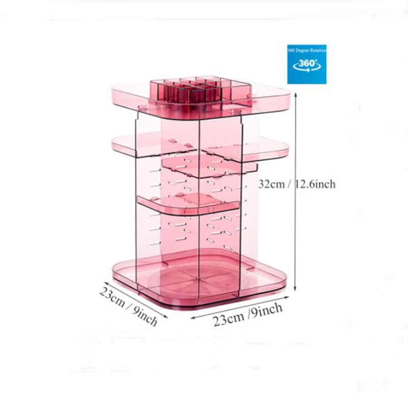 Новая квадратная большая емкость коробка для хранения косметики акриловая настольная банка вращающаяся на 360 ° коробка для макияжа для ухода за кожей стойка для помады