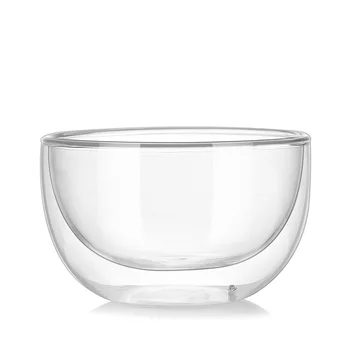 

High Qulity Borosilicate Heat Resistant Double Wall Fruit Salad Food Cake Bowls Household Kitchen Tableware Transparent Bowl