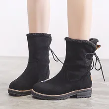 SAGACE Fashion Womens Casual Round Toe Flock Lace-Up Keep Warm Ankle Boots Flats Shoes Ankle Boots For Female Winter