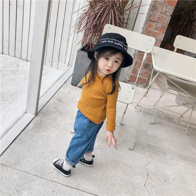 

Girls Bottoming Shirts Solid Color Pullover 2018 New Style Autumn And Winter Korean-style Versatile Long Sleeve Crew Neck Sweate