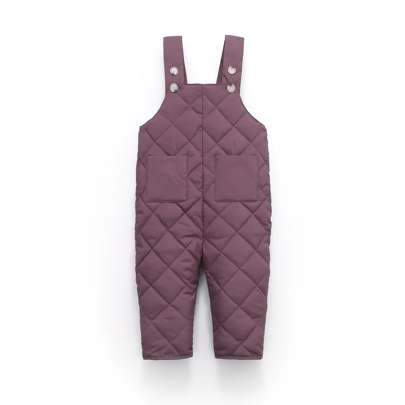 purple Scsech/зимние хлопковые детские штаны на лямках новые пуховые брюки Осенняя детская одежда для мальчиков и девочек утепленные штаны WJ39 - Цвет: purple