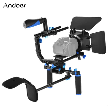 

Andoer D102 Camera Camcorder Video Cage Kit Film Making System with Cage Shoulder Pad Rod Matte Box Follow Focus Handle Grip
