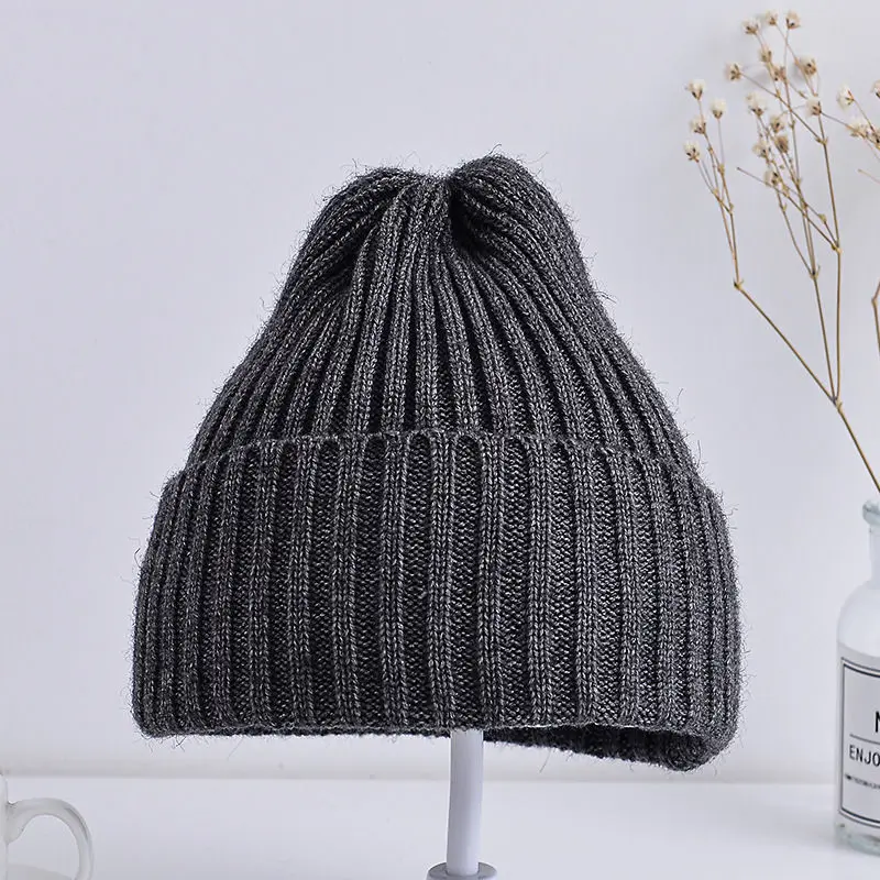Baby Kids Ribbed Knitted Beanie Hats For Girls Boys Casual Toddlers Windproof Cap 6M-4Years Baby Photography Props Accessories 5