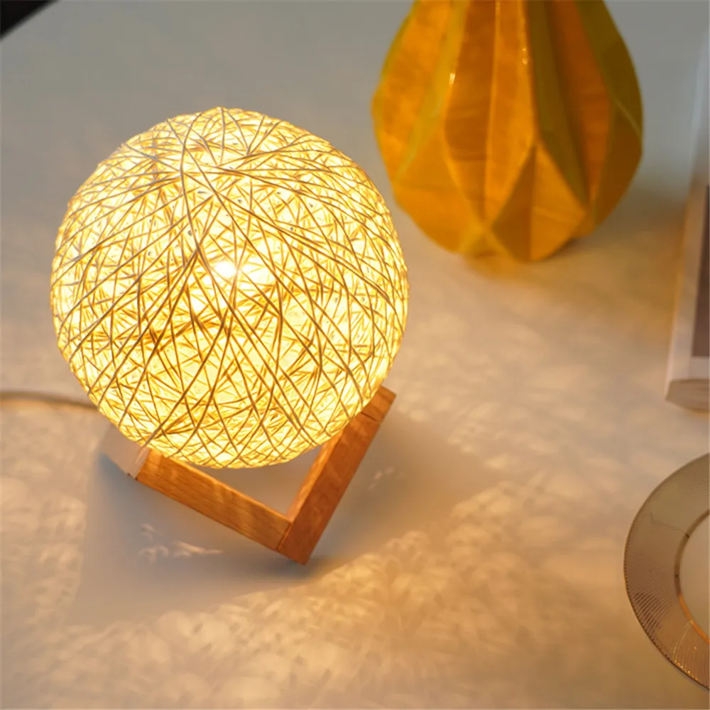 Современный красочный настольный светильник для спальни, Креативный светодиодный светильник из дерева E27, ночник, светильник для гостиной