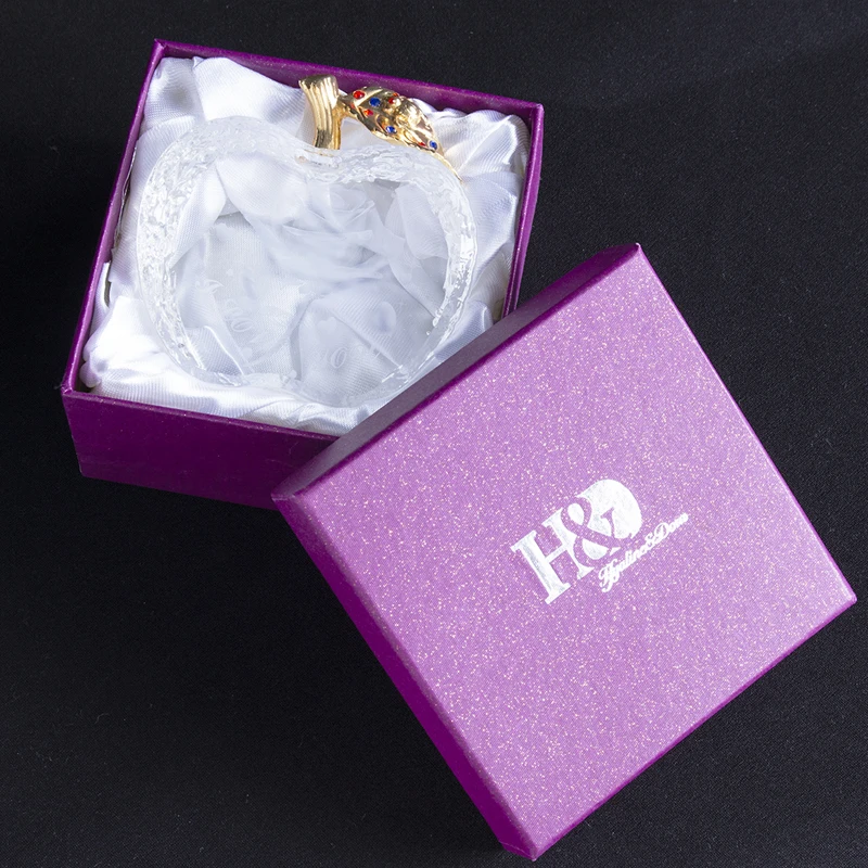 H& D прозрачное стекло яблоко пресс-папье с 3D рисунком розы для домашнего свадебного украшения, коллекционная фигурка в подарок