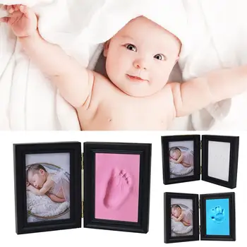 

Newborn Baby Hand Inkpad Photo Frame Hand Print Souvenir With Wooden Frame For Home Baby Memory Supplies