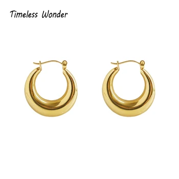 

Timeless Wonder Titanium Geo Circle Statement Earrings Women Jewelry Punk Gothic Designer Top Rock Party Trendy Ins Kpop 2724