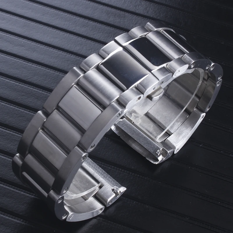 Металлические часы, браслеты для мужчин, высокое качество, нержавеющая сталь, 23 мм, Ремешки для наручных часов, модные женские Ремешки для наручных часов, подходят для Cartier Calibre de - Цвет ремешка: Silver