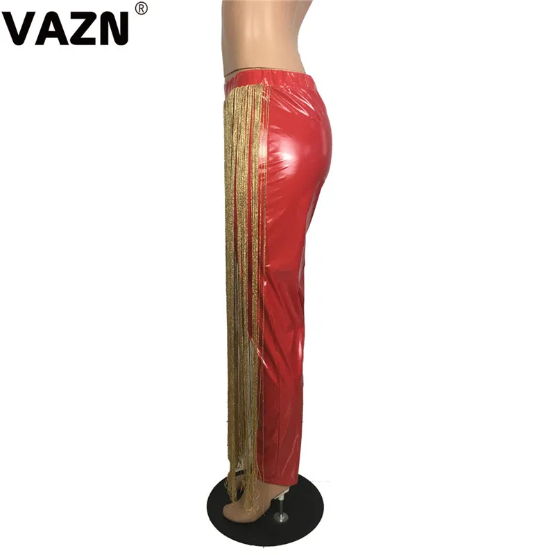 VAZN PY8451 Весна новое поступление модные сексуальные женские однотонные цвета с кисточками обтягивающие брюки леди с высокой талией плоские длинные брюки