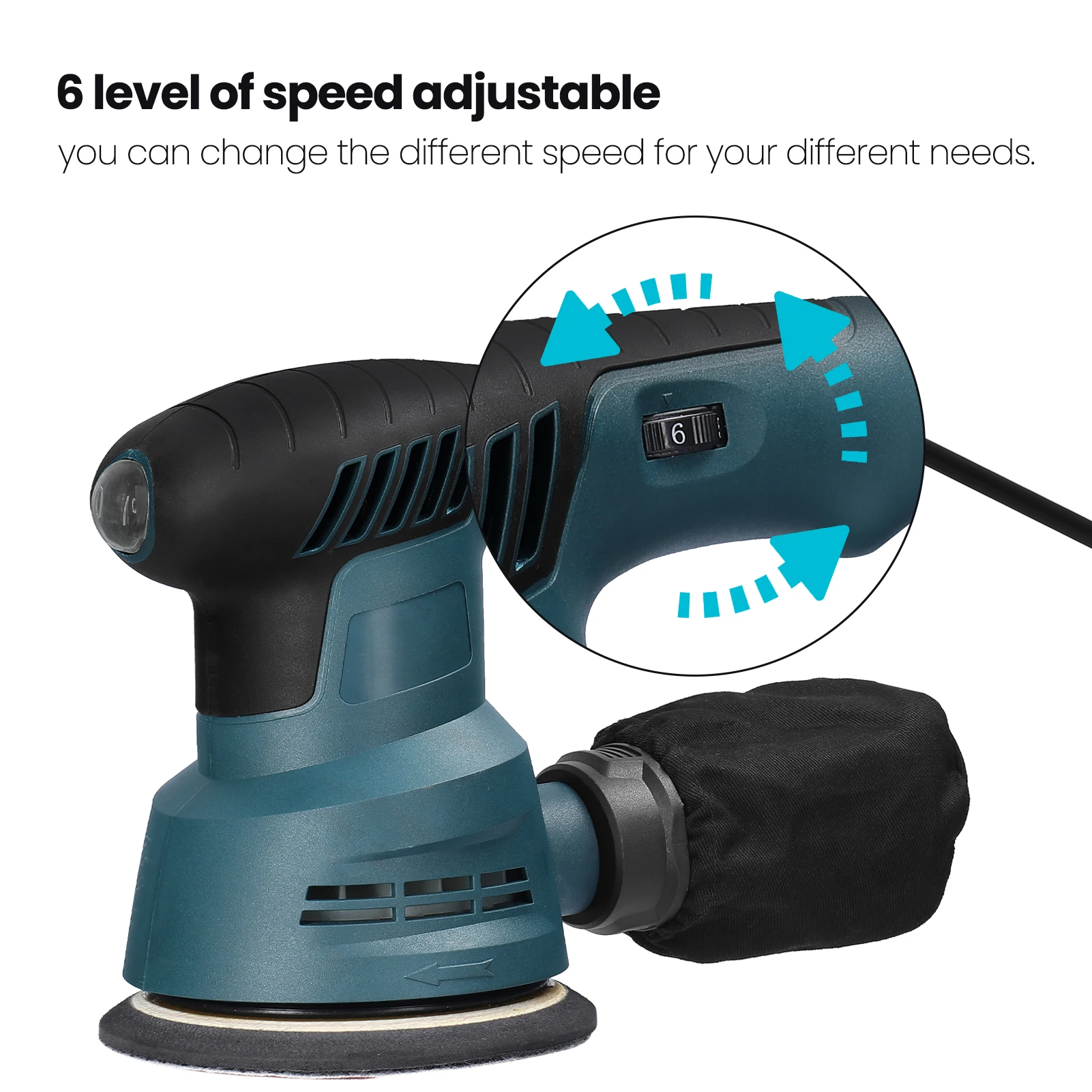 300W Electric Eccentric Sander electric grinder electric sander cordless sander 125mm Sanding Plate Electric Sander Wood Processing Furniture Car Polishing Machine Power Tools