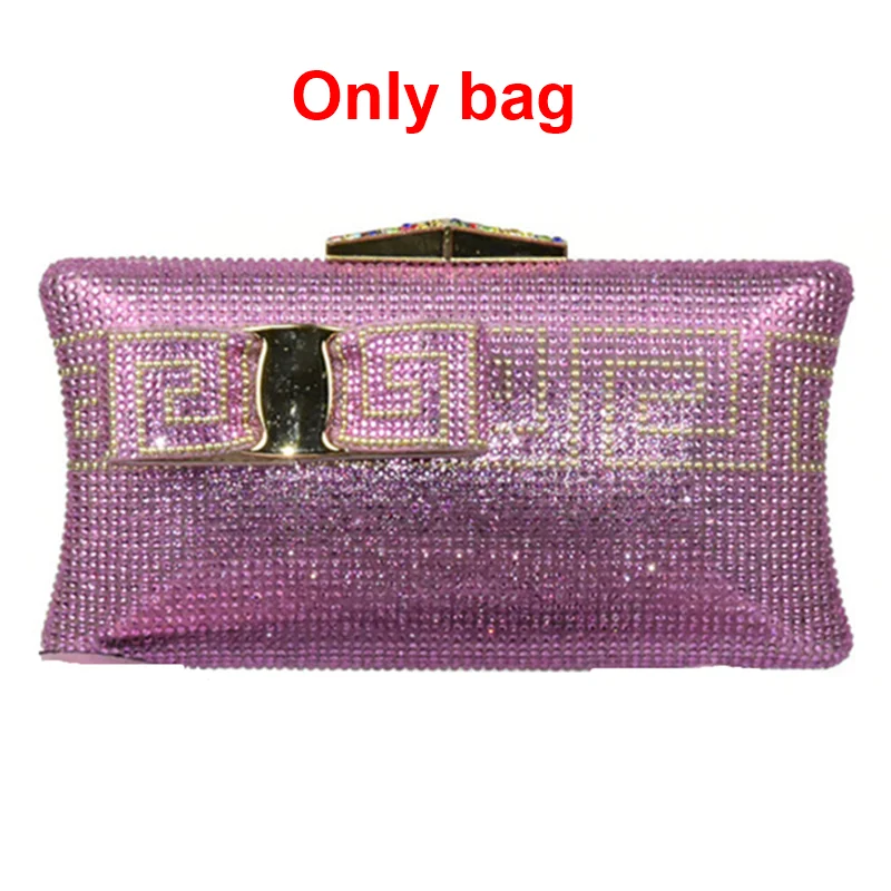Pink bag only Последний черный Цвет обувь для вечеринок и комплекты с сумкой, декорированные Стразы в африканском стиле Для женщин итальянские туфли в комплекте Свадебный комплект с сумочкой и вечерние - Цвет: Pink bag only