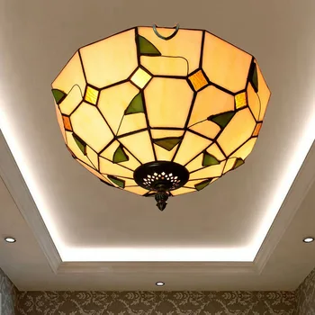 

Creative Mediterranean Vintage Tiffany Colored Glass Aisle Corridor Balcony Lobby Bedroom Ceiling Lamp 30cm