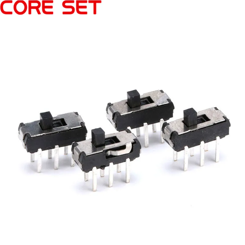 20 шт./лот 6 pin dpdt Slide Switch 2 позиционный тумблер для PCB DPDT slide вертикальные