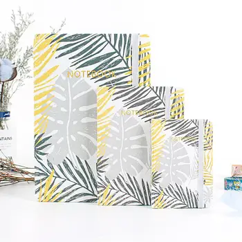 

TWISTER.CK 21.5X14.5cm Elegant Leaves Printing Notebook with Band For Office Student Writing Style Random