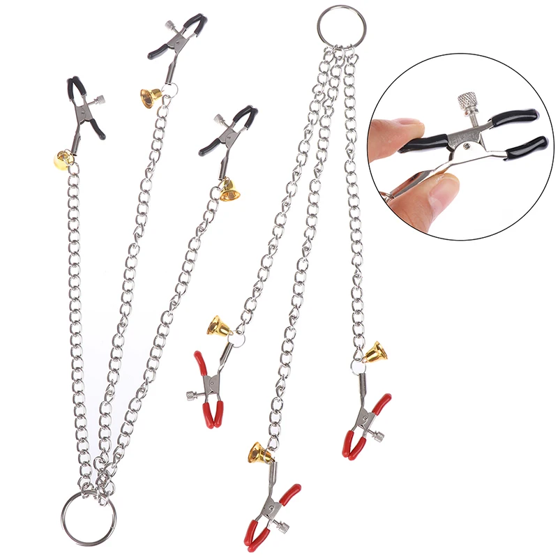 Exotic Accessories Woman Sexy Nipple Clamps With Chain Labia Breast Sex Bondage 2 Colors Products |