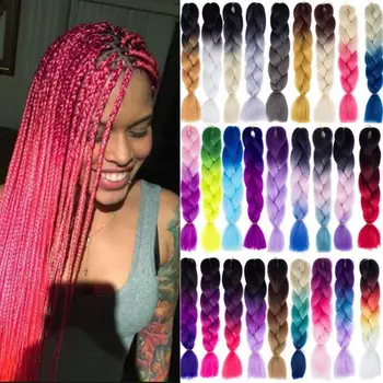 

Ombre Braiding Hair extensions Kanekalon Synthetic jumbo braid extension hair 24 inch/100g Jumbo Braiding Hair