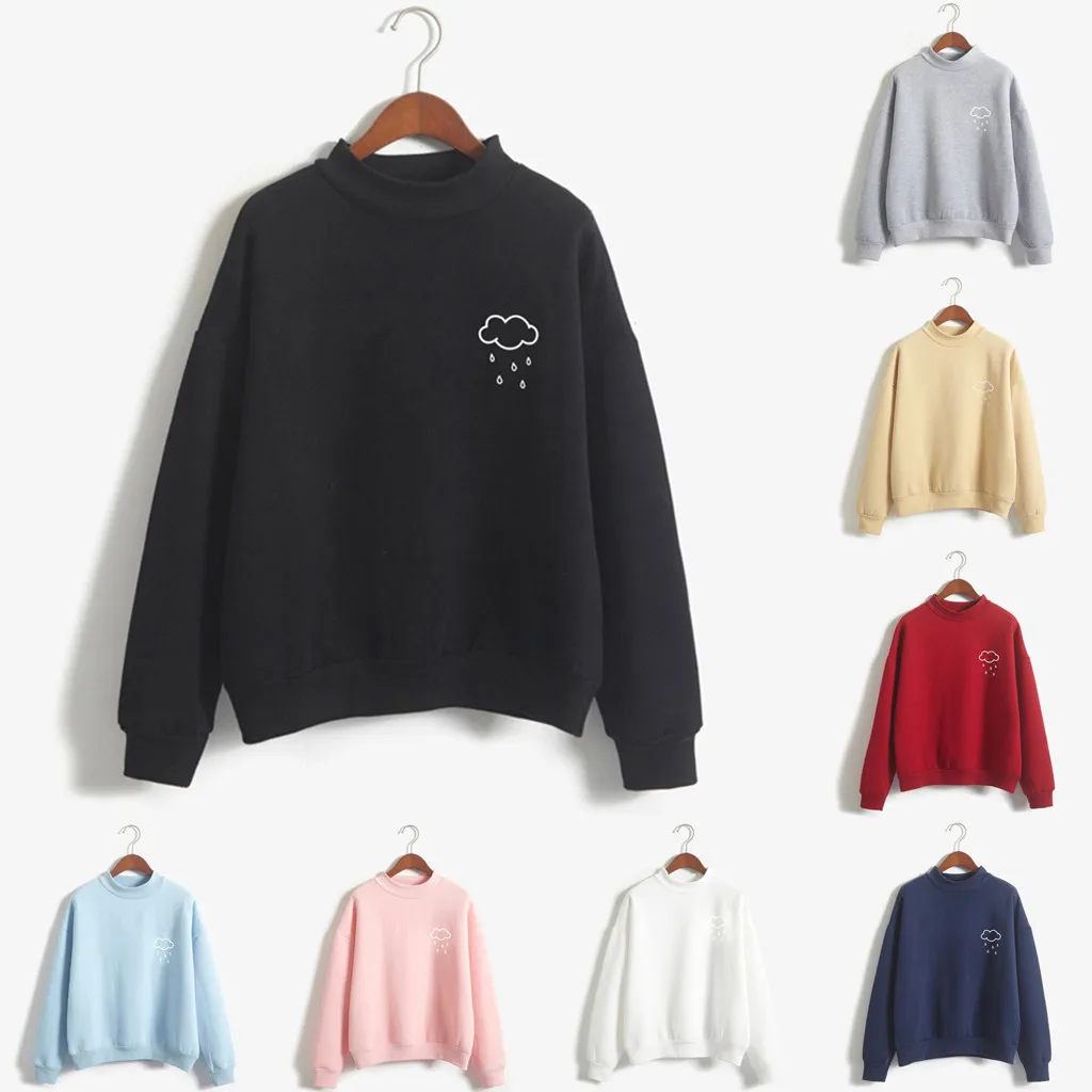 

Women's Solid Color Pullover Tops Blouse Coat Womens Long Sleeve Rainbow Patchwork O Neck Sweatshirt Casual Blouse Pullover