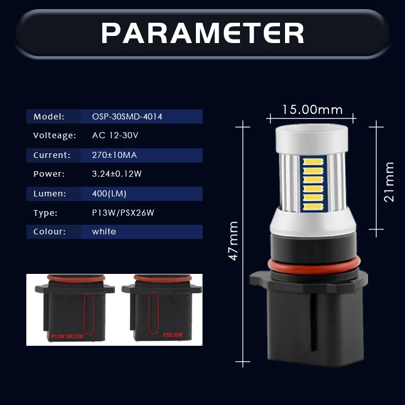 2  ڵ LED ְ   Ȱ  P13W PSX26W SH23W   6000K ȭƮ 12 Ʈ A4 Q5 CX-5 Yeti
