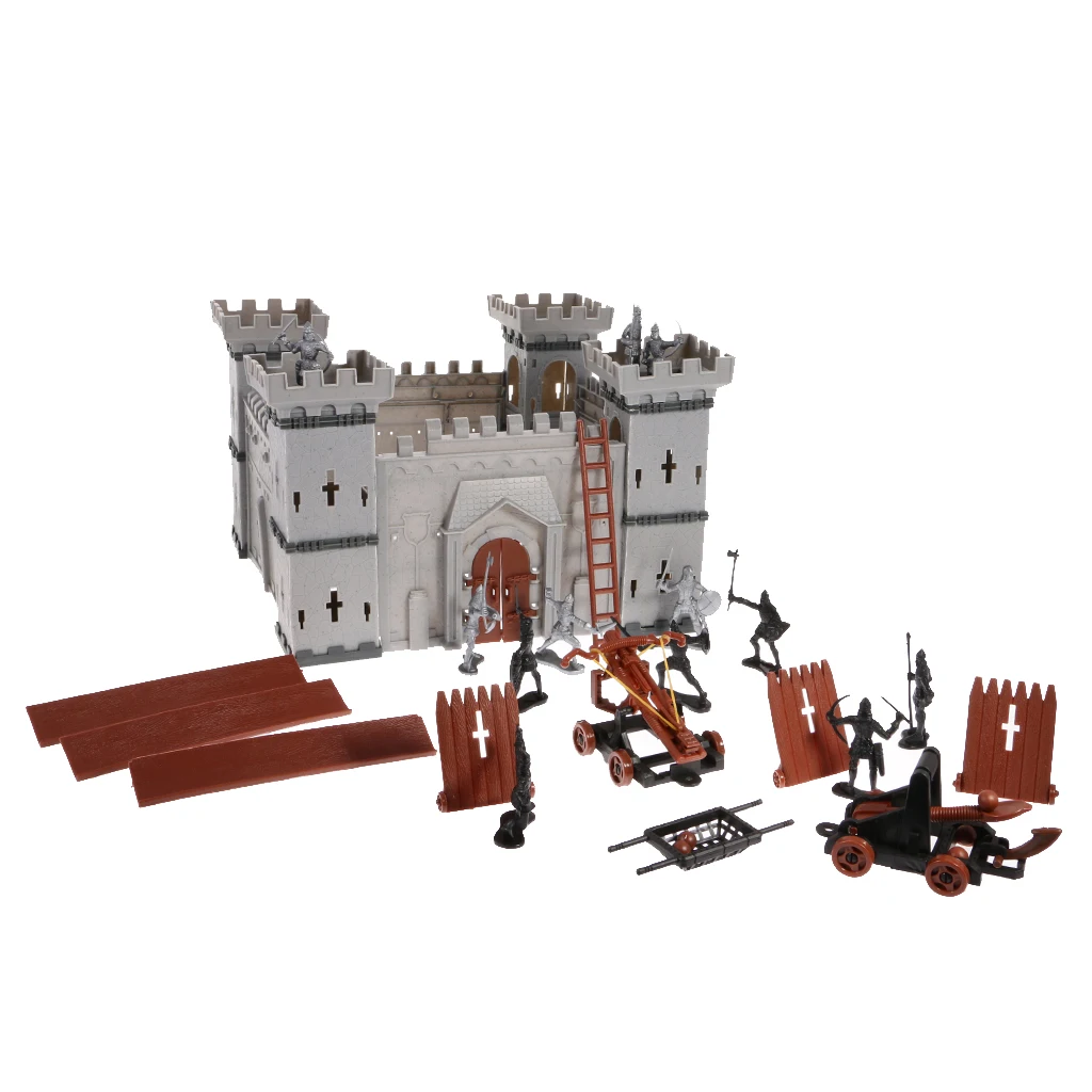 56 Pieces 3D Castle Building Blocks Knight Clash Play Set Children DIY Assembly Toys