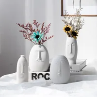 INS Nordic Decor Rustic Home Decor Face Shape Ceramic Flower Vase Decoration Home Decoration Modern Room Decoration For Home 2