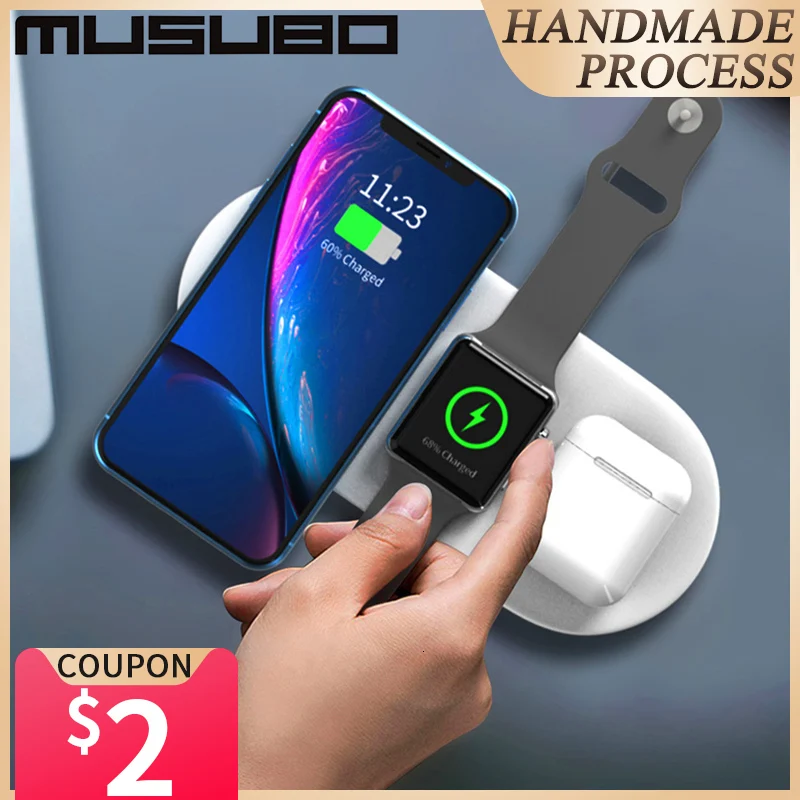 Musubo 10 Вт Беспроводное зарядное устройство для Apple Airpods 2 быстрое iWatch 3 4 iPhone 11 Pro Max Xs