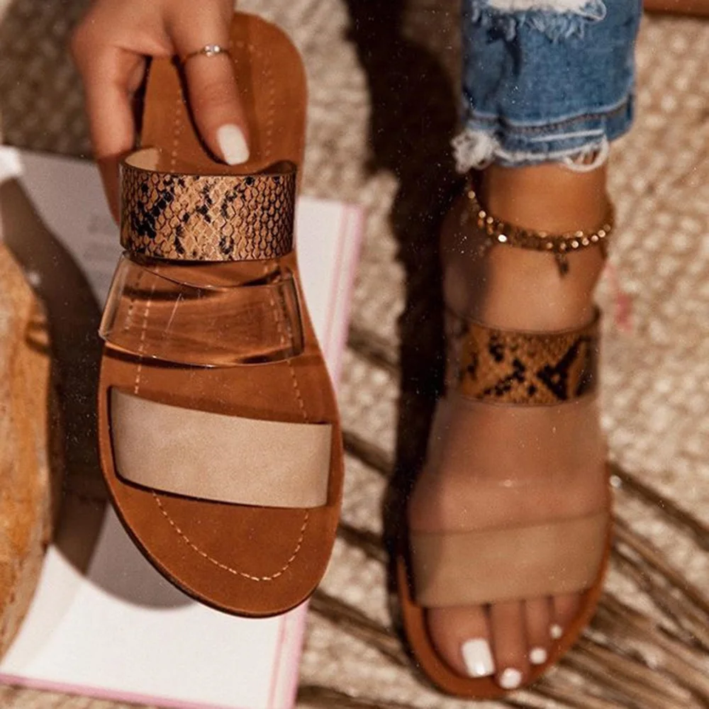 

Summer Women Slippers Flat Snakeshin Flip Flops Ladies Outdoor Beach Slides Women Casual Soft Female Fashion Shoes 2020 Sandals