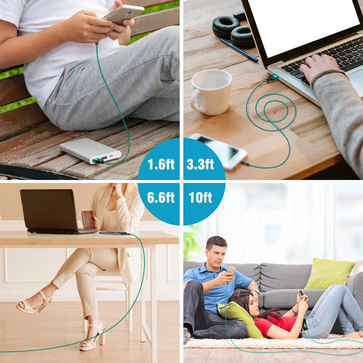 AUFU 540° Rotating Magnetic Charging Cable with USB and Type C Connections