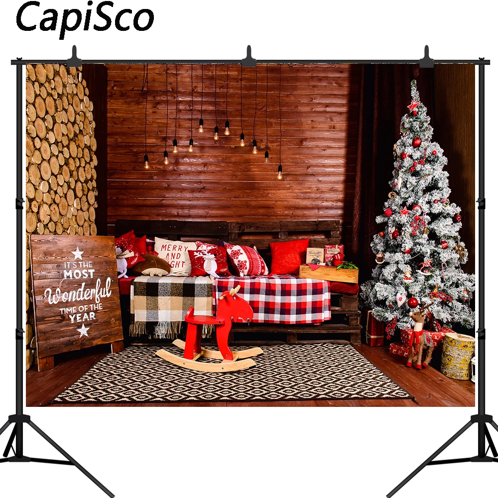Christmas Photography Background Indoor Bed Brick Wall Window Red Curtain Wood Floor Portrait Backdrop for Photo Studio-300X250CM Christmas Photography Background Indoor Bed Brick Wall Window Red Curtain Wood Floor Portrait Backdrop for Photo Studio-300X250CM