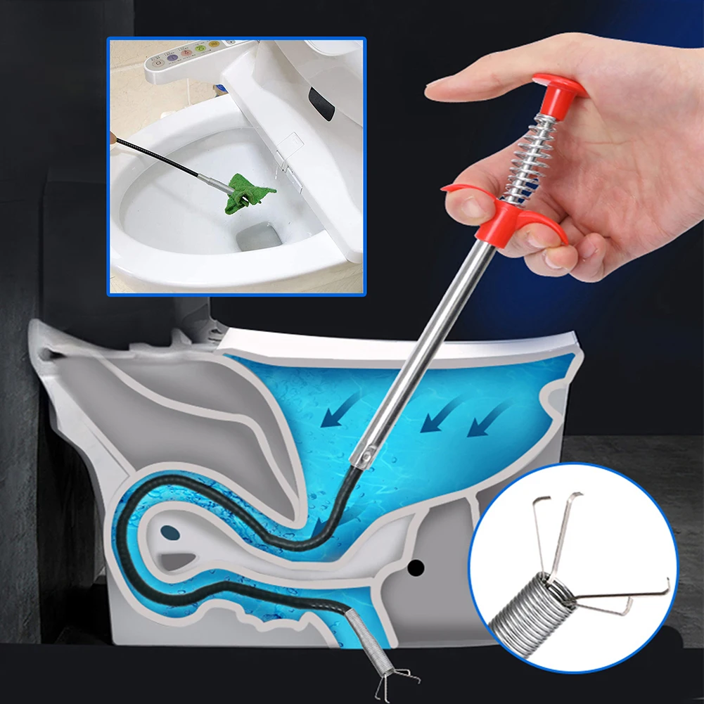 1pc 60cm Long Handle Drain Cleaning Tool, Creative Hair Clog Removal Cleaner  For Household