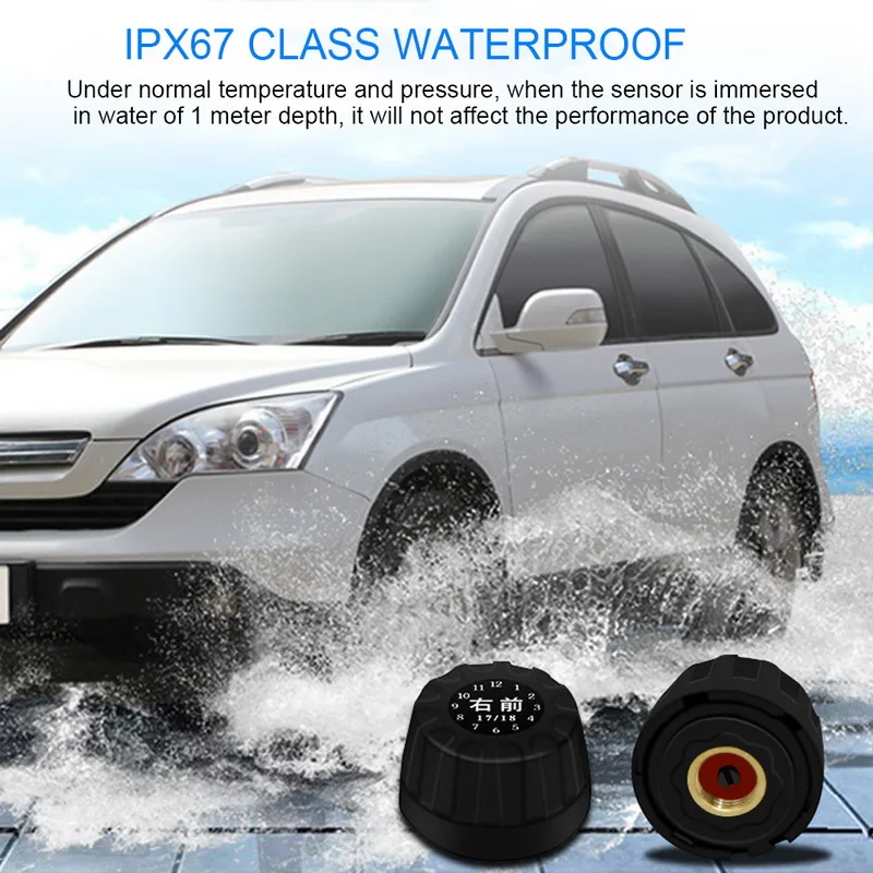 Автомобиль TPMS система контроля давления в шинах Солнечная зарядка HD цифровой ЖК-дисплей Автоматическая сигнализация Беспроводная с 4 датчиком