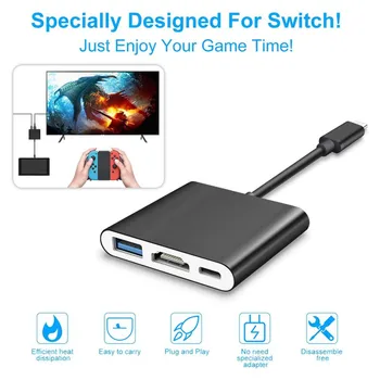 

Portable HDMI Type C Adapter Multi-port Hub For Nintendo Switch Accessories HDMI Video TYPE-C Converter Cables