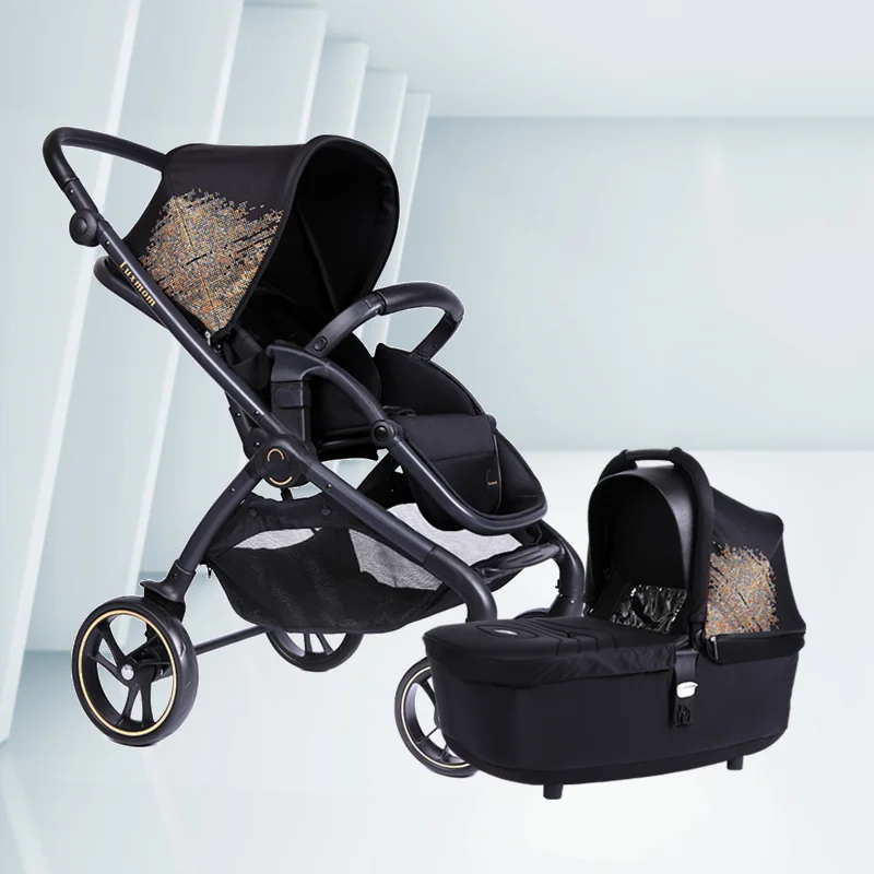 Luxmom Pram 2 in 1 3 in 1 safety seat, foldable, can lie down and sit down for all seasons - Цвет: colour1